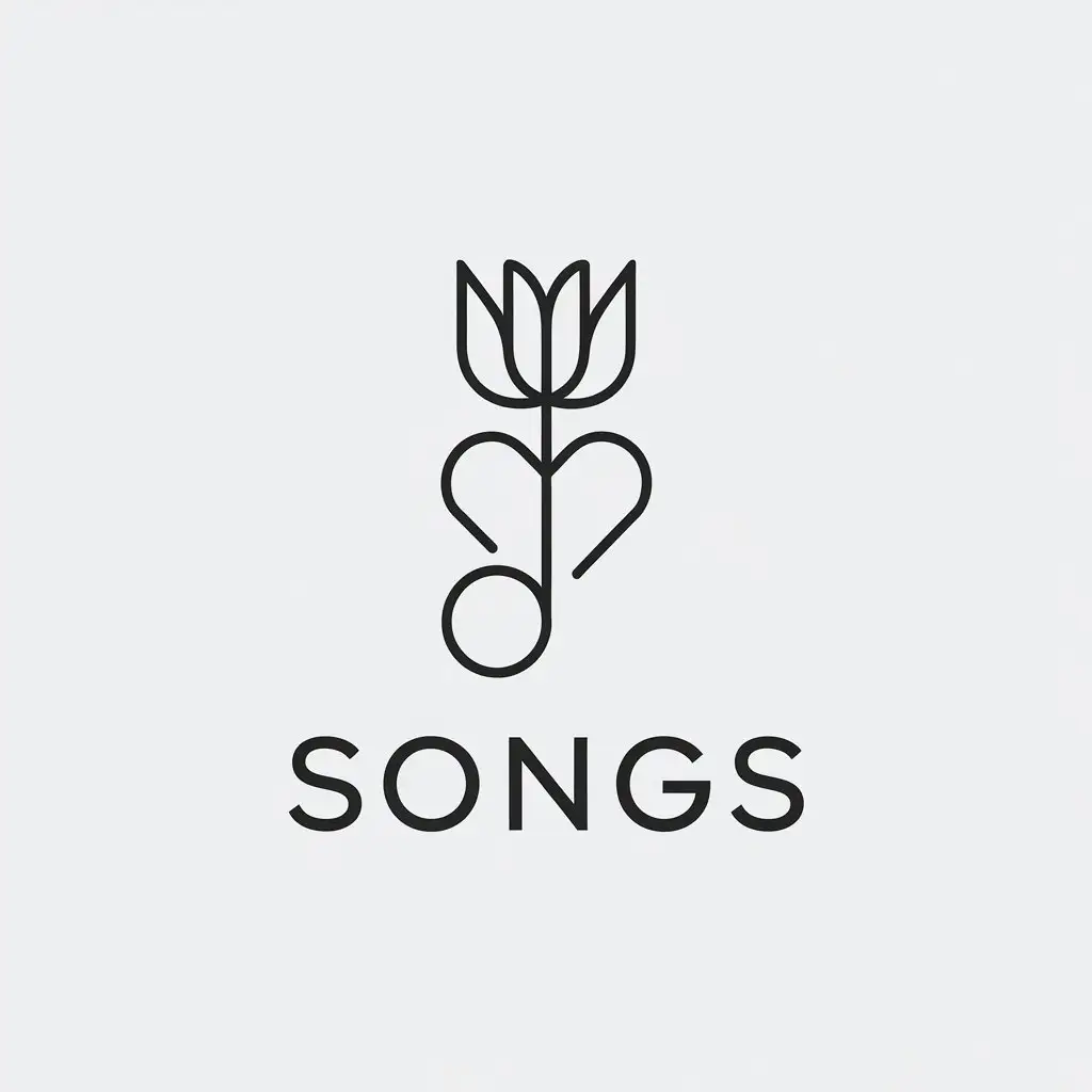 LOGO Design for Songs Minimalistic Vector Logo with Note and Tulip Heart for Events Industry