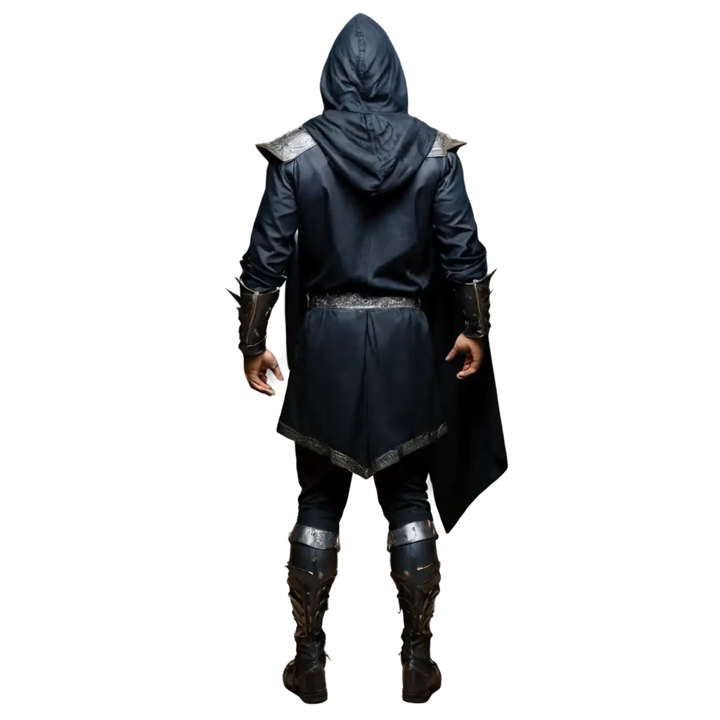 PNG-Image-Powerful-Back-View-of-Fantasy-Warrior-in-Hooded-Outfit