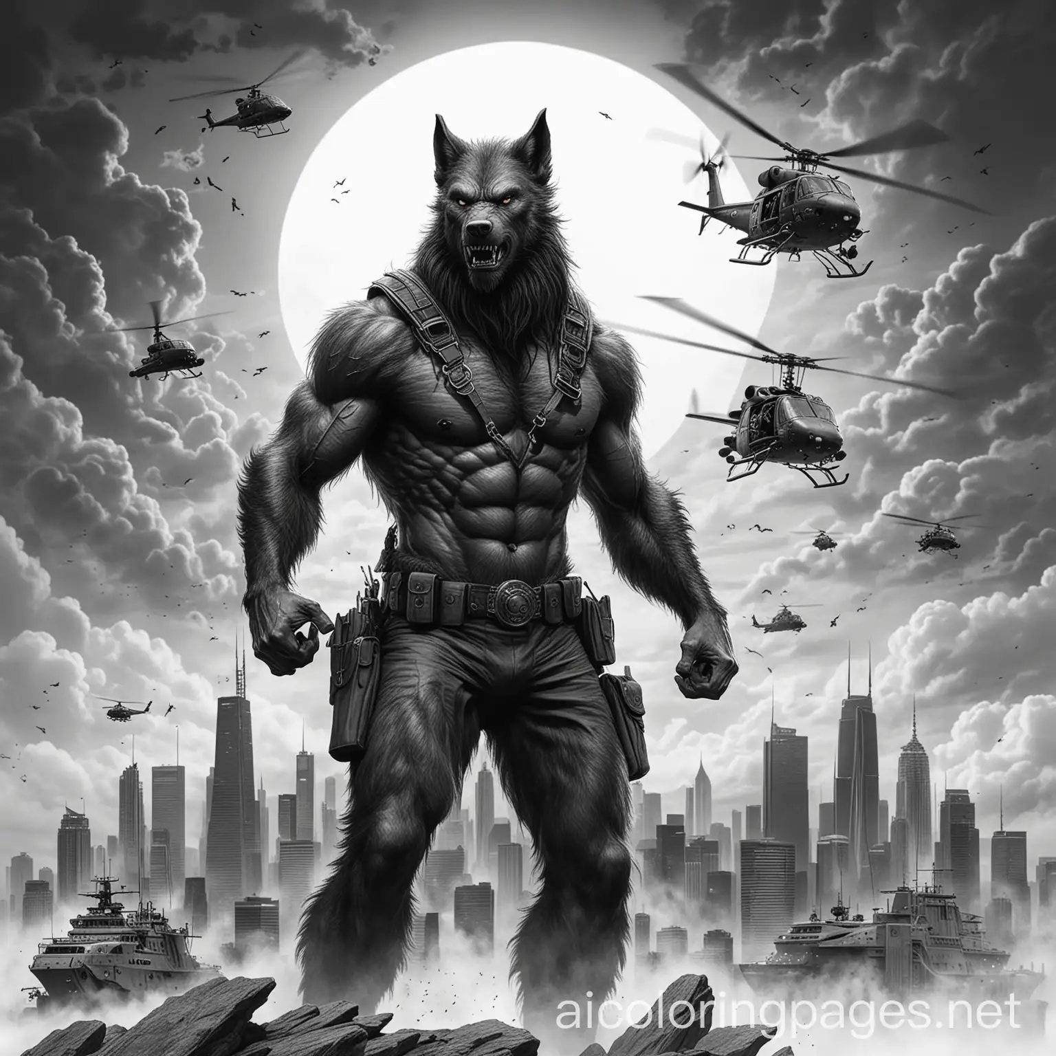 Werewolf-Warriors-Confront-Helicopter-Over-Hollywood-Skyline