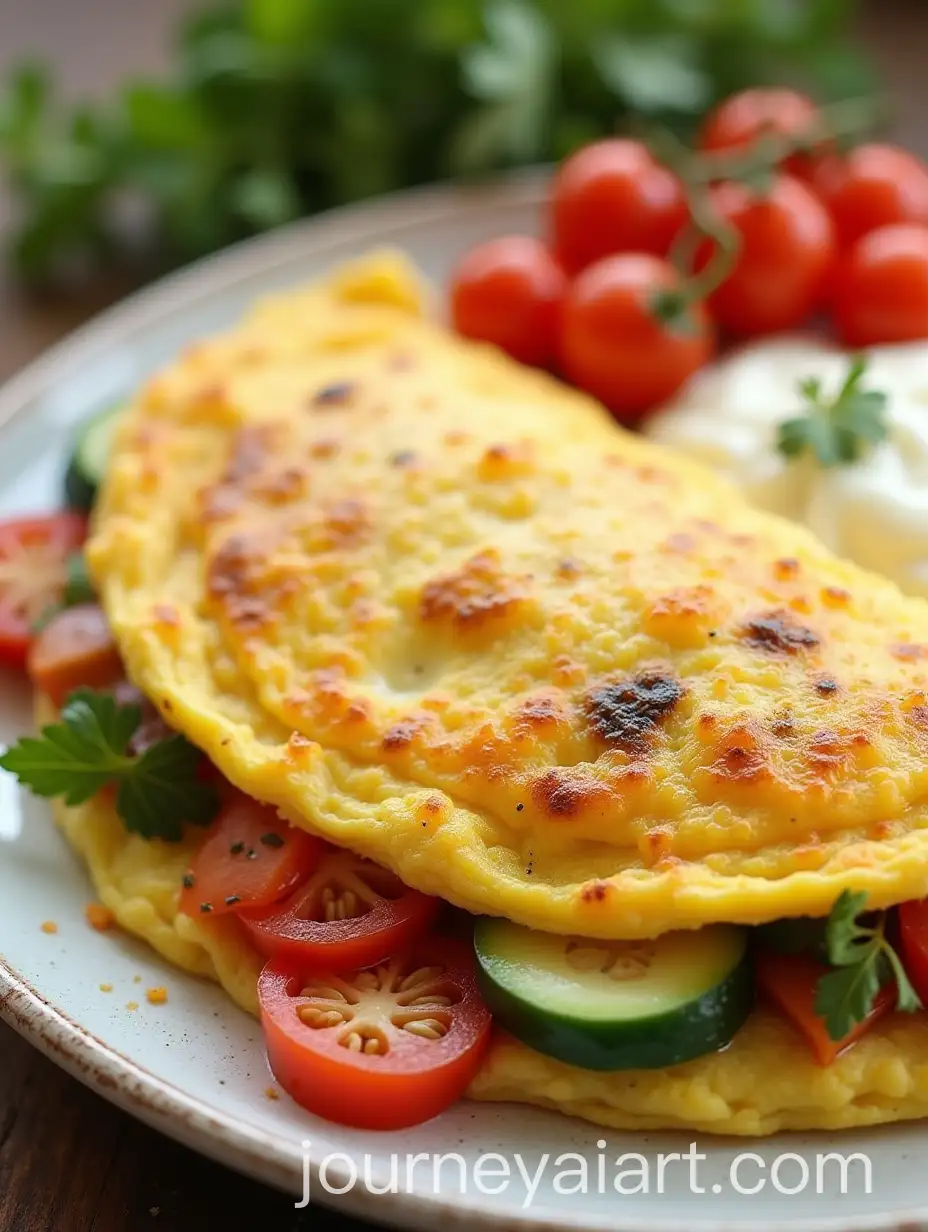 Delicious-Omelet-with-Fresh-Vegetables-and-Melted-Cheese