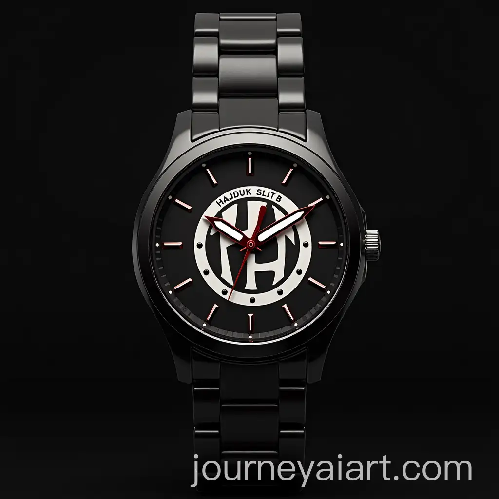 Black-and-White-Watch-Design-with-Hajduk-Split-Football-Club-Logo