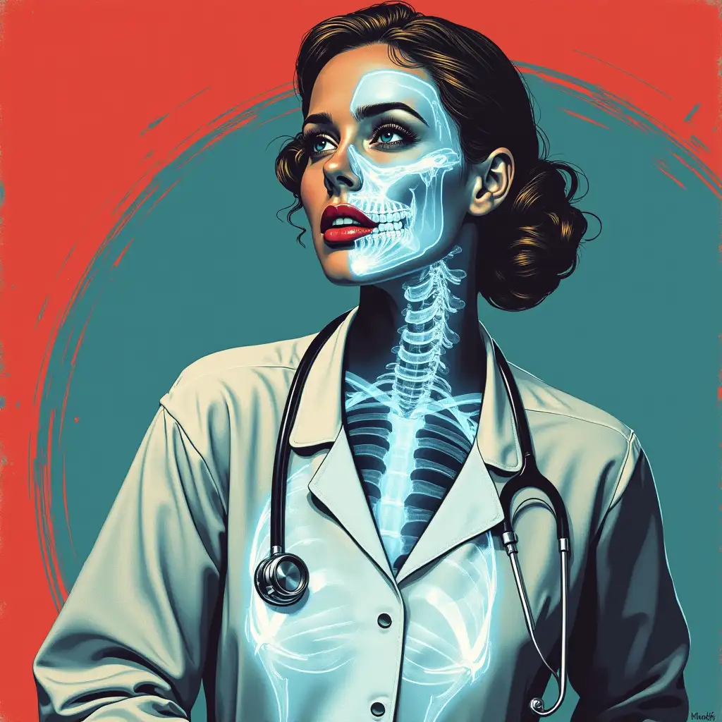 X-ray doctor in pop art style