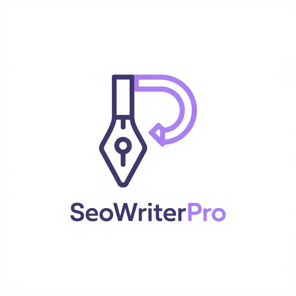 LOGO Design for SEOWriterPro Purple Lettermark with Digital Pen Upward Arrow for Writing and SEO