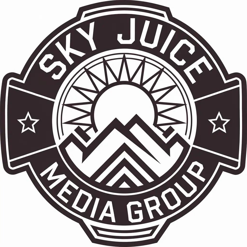 LOGO Design for Sky Juice Media Group Vector Logo Featuring Sun and Mountain Peak for Real Estate Industry