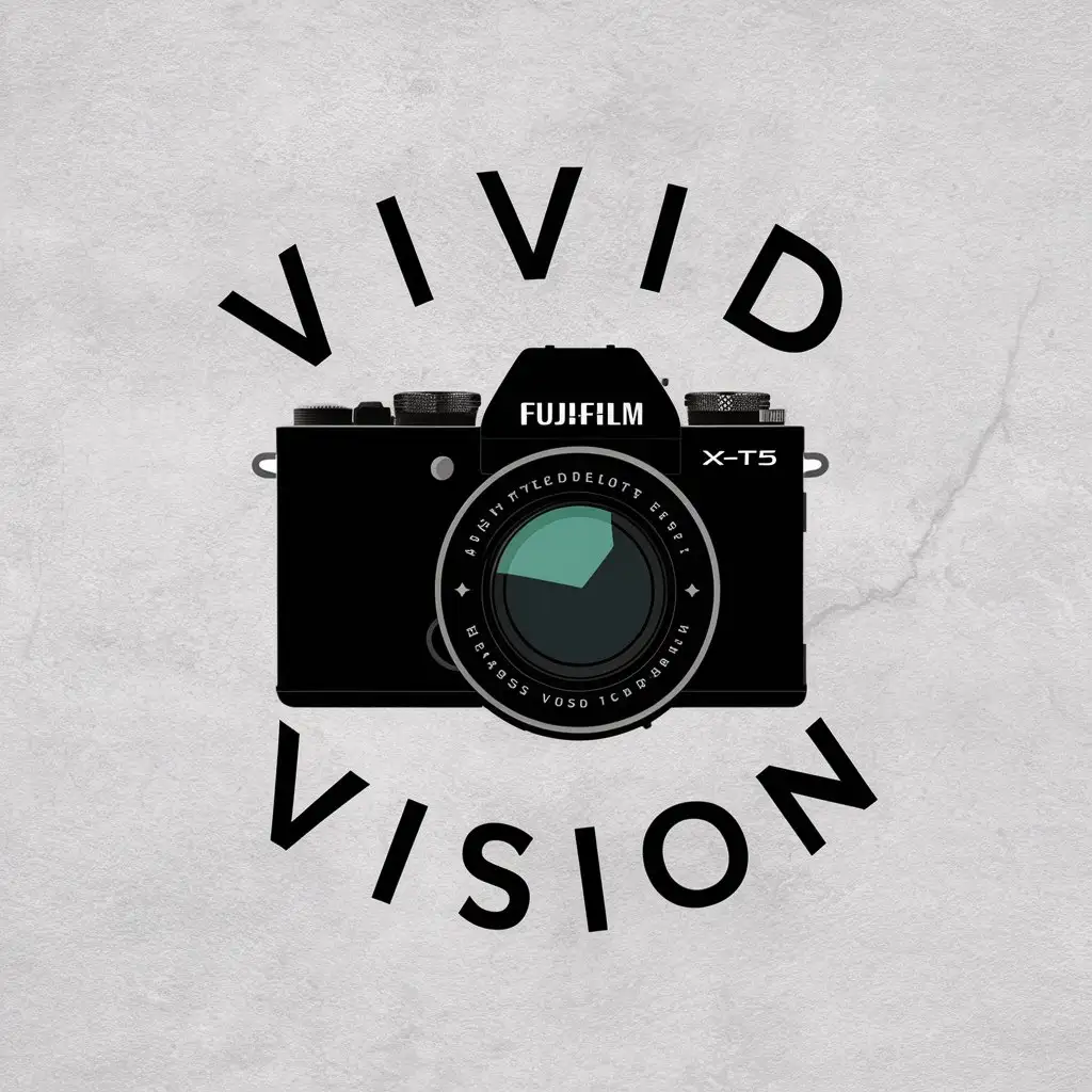 LOGO Design for Vivid Vision Minimalistic Vector Logo with Fujifilm XT5 Camera on Clear Background