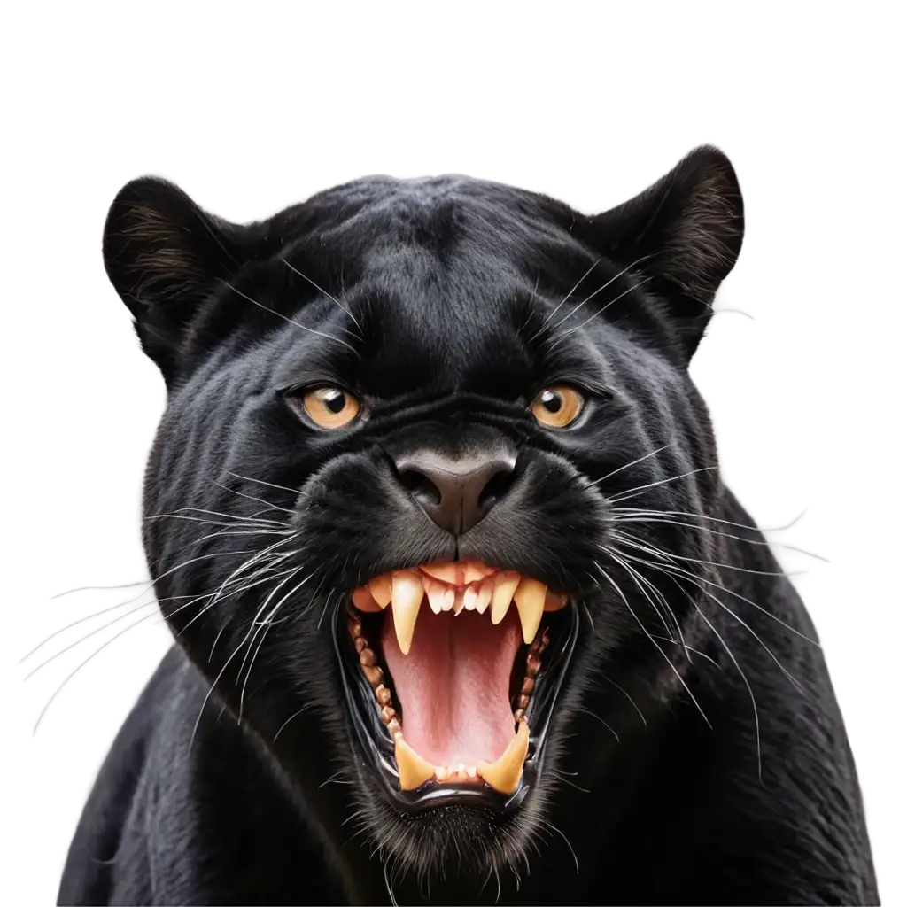 The head of a black panther growling