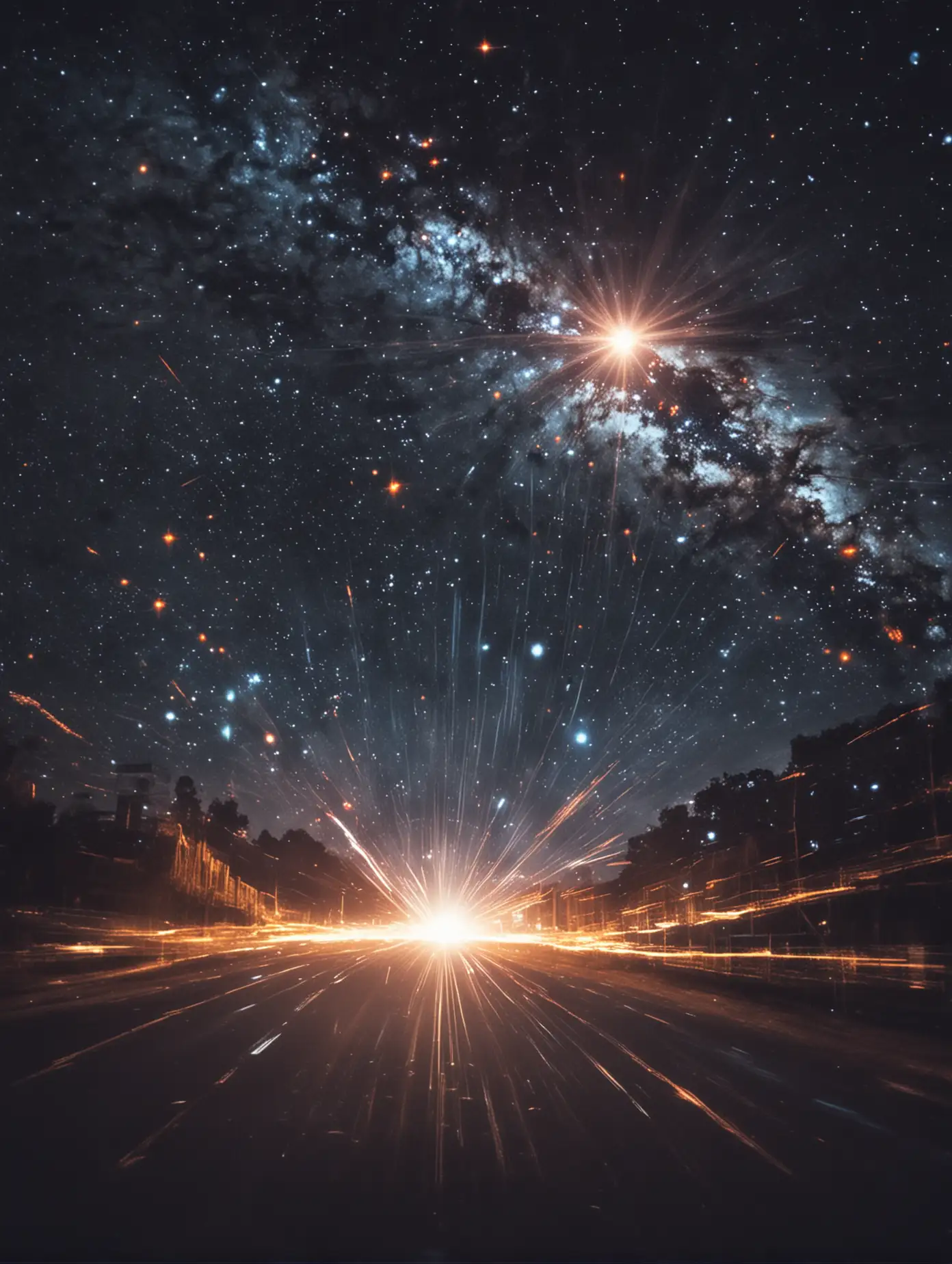 Blurred Night Sky with Space and Light Effects