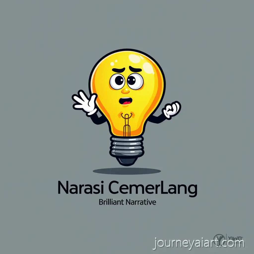 Cartoon-MascLogo-design-for-Narasi-Cemerlangot-Logo-for-Narasi-Cemerlang-Featuring-Light-Bulb-with-Intelligent-Expression