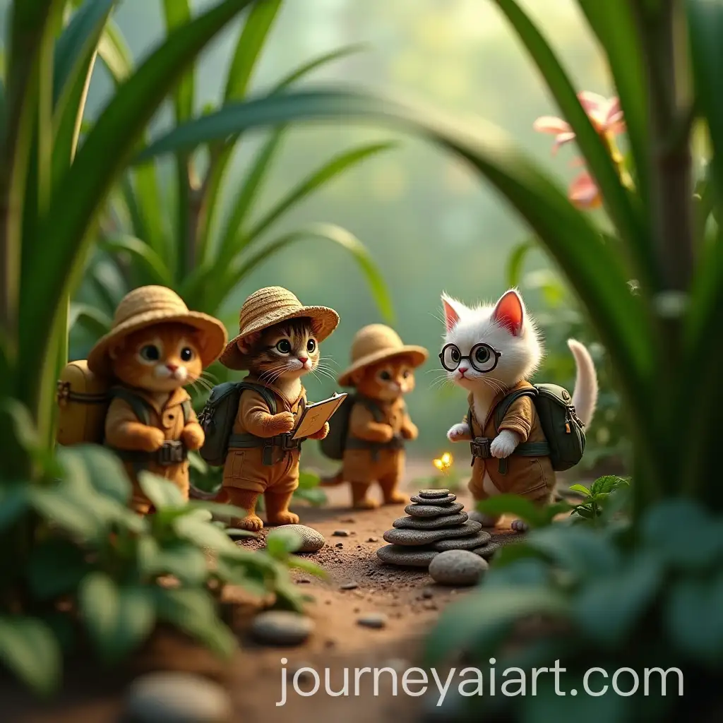 Miniature-Jungle-Expedition-Led-by-Adventurous-Cats-with-Explorer-Outfits