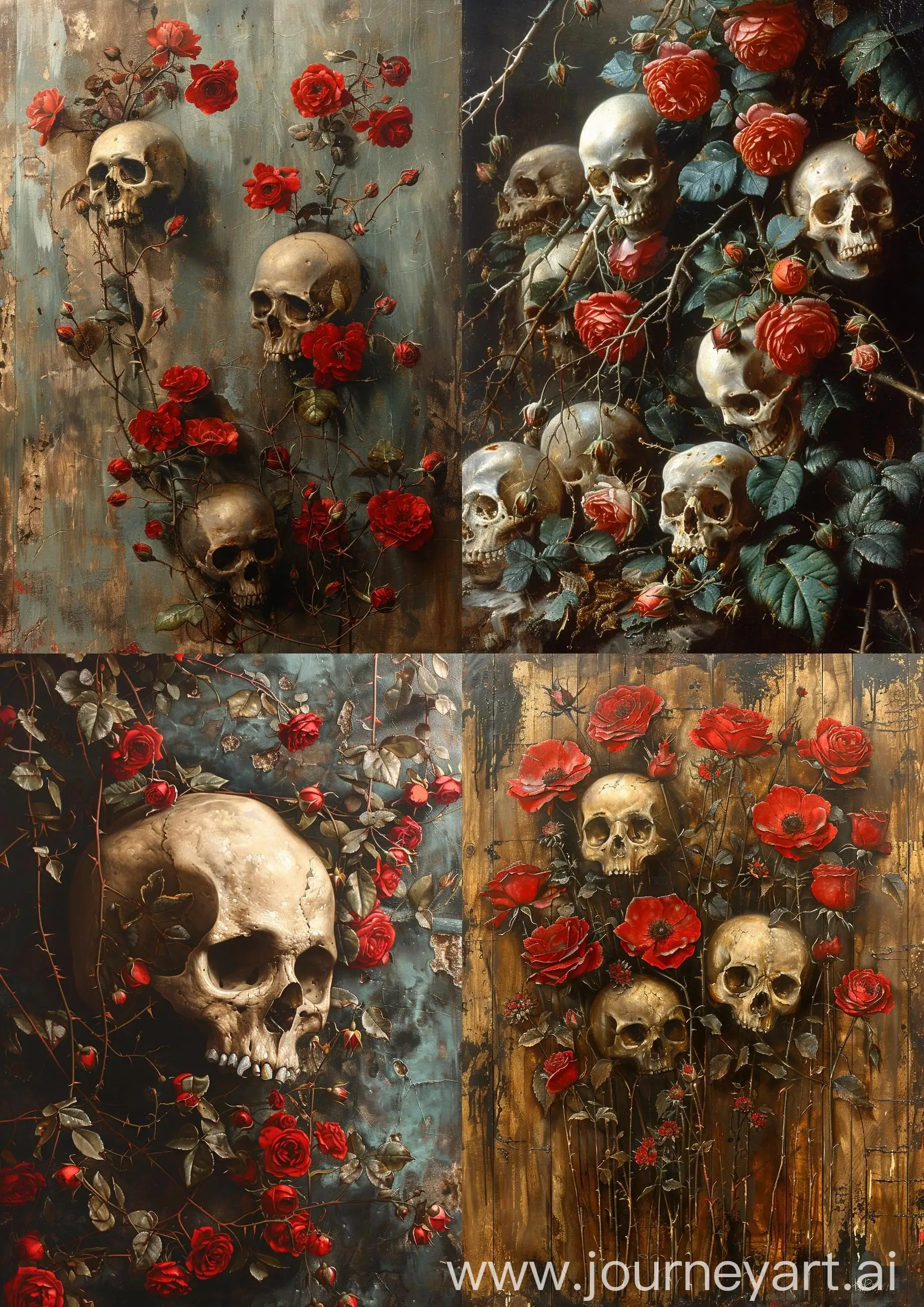 Edward-BurneJones-Painting-of-Dead-Roses-and-Skulls