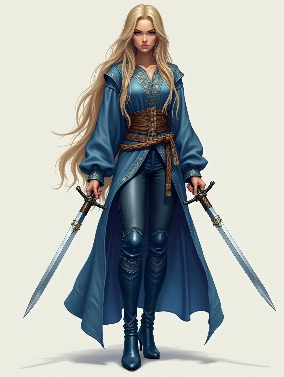 Young-Female-Warrior-in-Embroidered-Blue-Robes-and-Leather-Boots