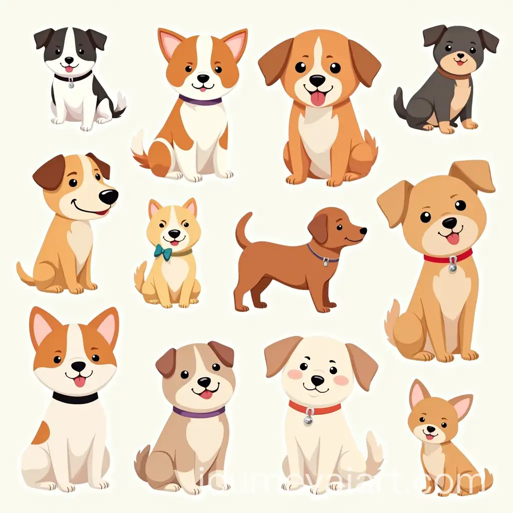 Kawaii-Cute-Puppy-Sticker-Sheet-with-Various-Dog-Breeds-in-Playful-Poses