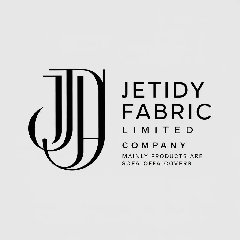 a logo design,with the text "Jetidy Fabric Limited Company logo mainly products are sofa covers", main symbol:J D,complex,be used in Retail industry,clear background