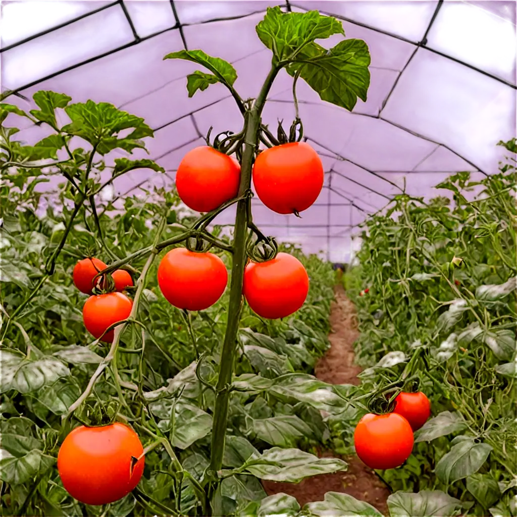 greenhouse with ripe tomatoes