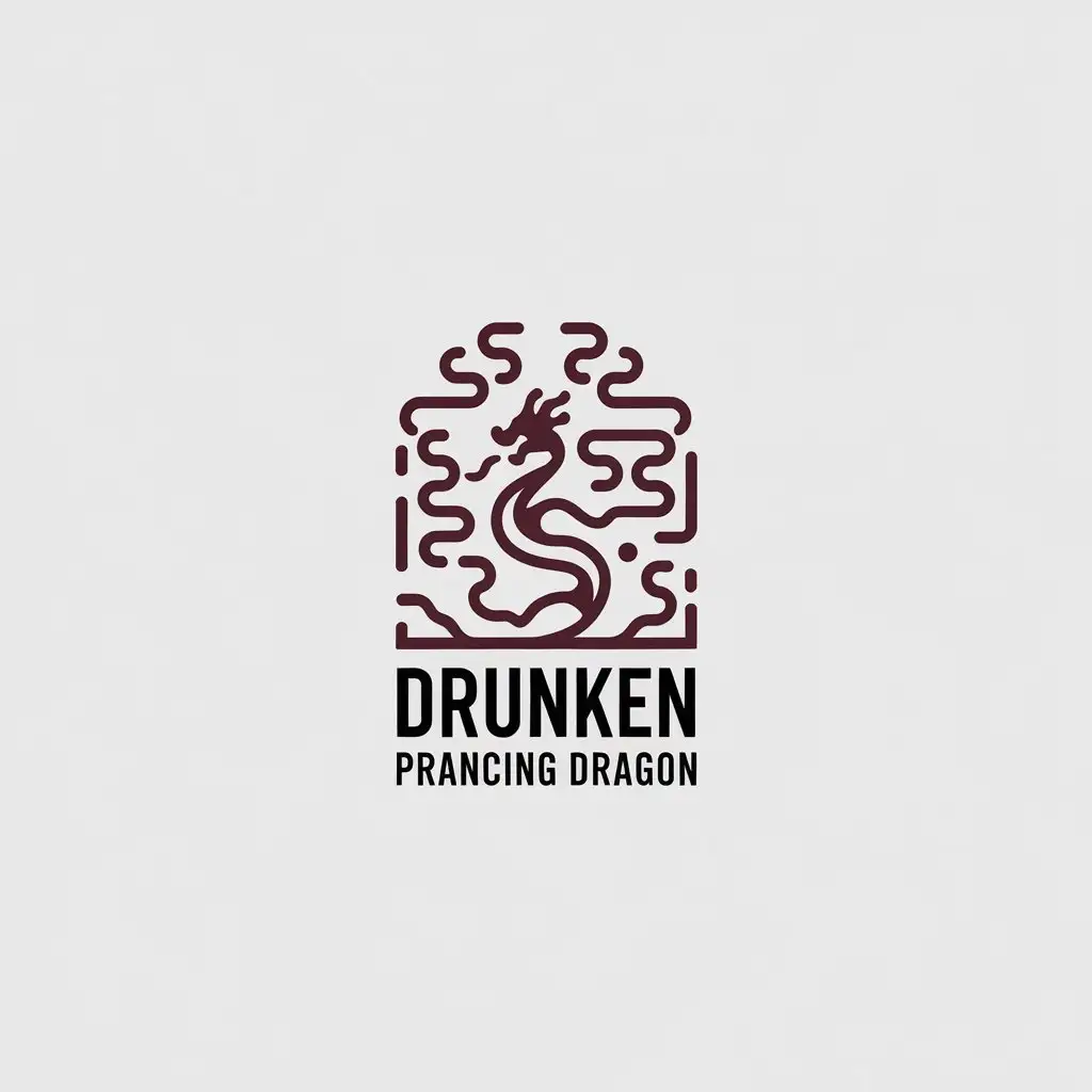 a vector logo design,with the text "drunken prancing dragon", main symbol:Minimalistic, Chinese dragon, auspicious clouds,Moderate,be used in performing arts industry,clear background