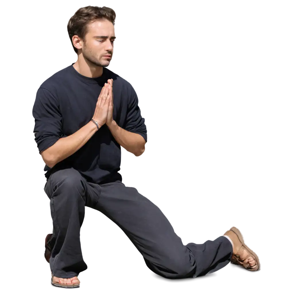 an image of a man kneeling praying