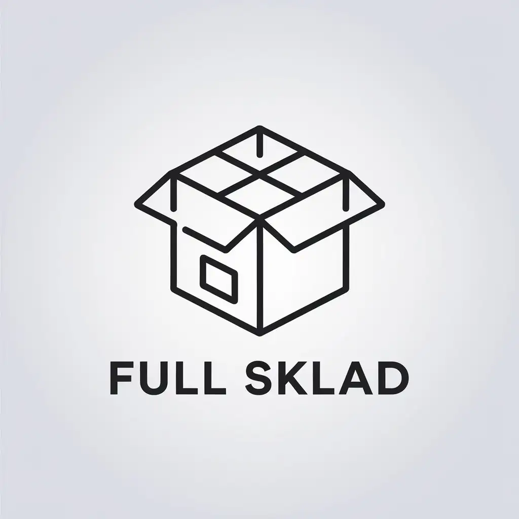 a vector logo design,with the text "FULL SKLAD", main symbol:box,Minimalistic,be used in fulfillment industry,clear background