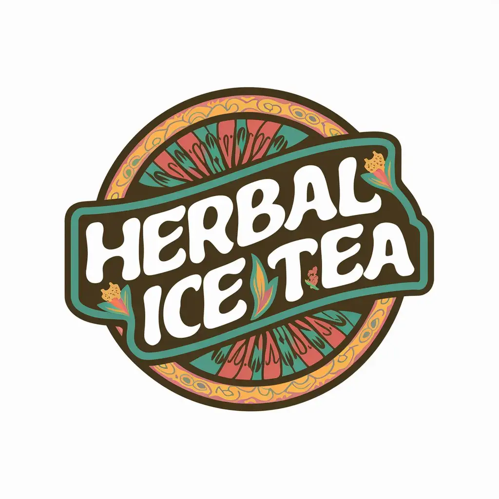 LOGO Design For Herbal Ice Tea Playful Hippie Theme with Psychedelic Patterns