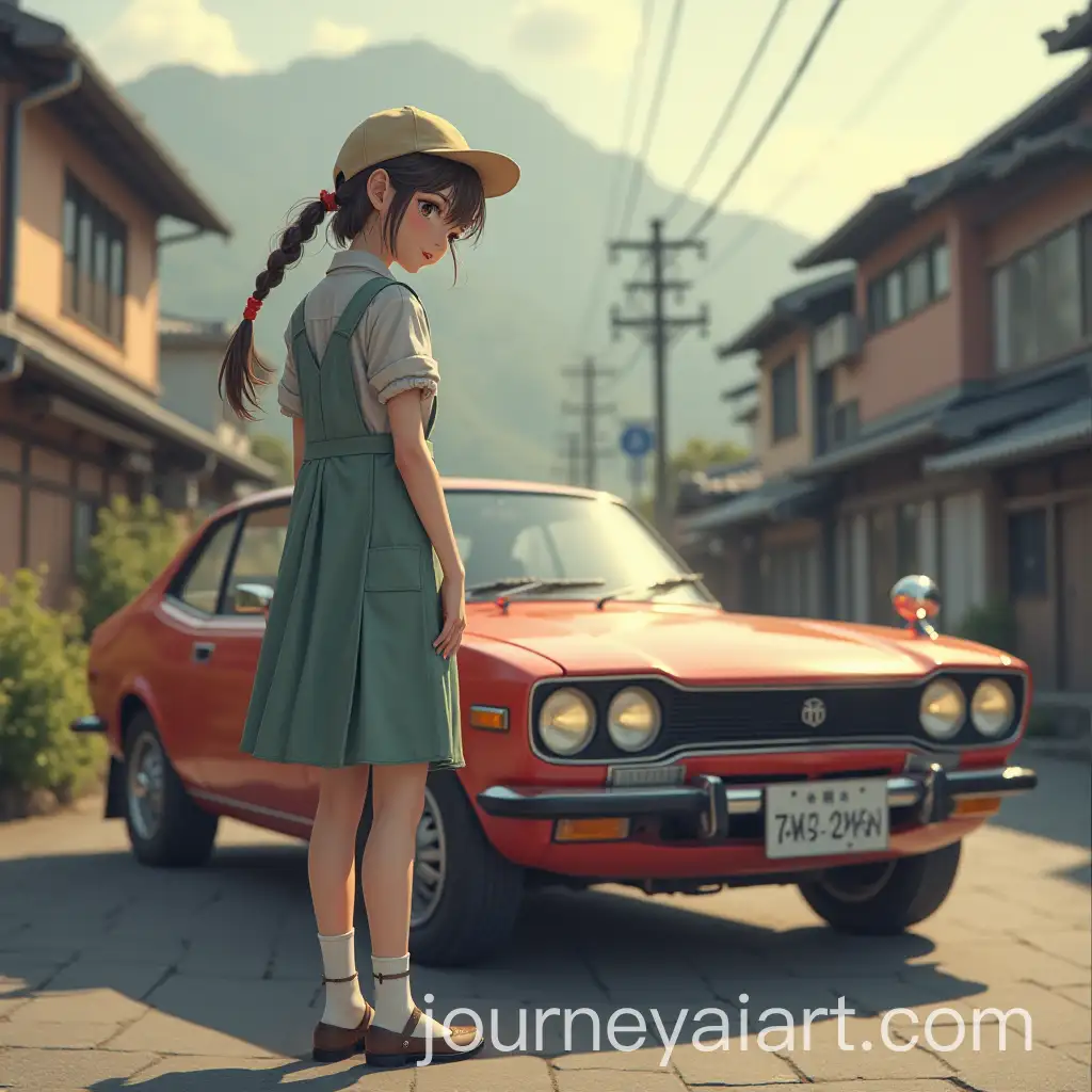 Realistic-Girl-in-Traditional-Japanese-Setting-with-Classic-Japanese-Car