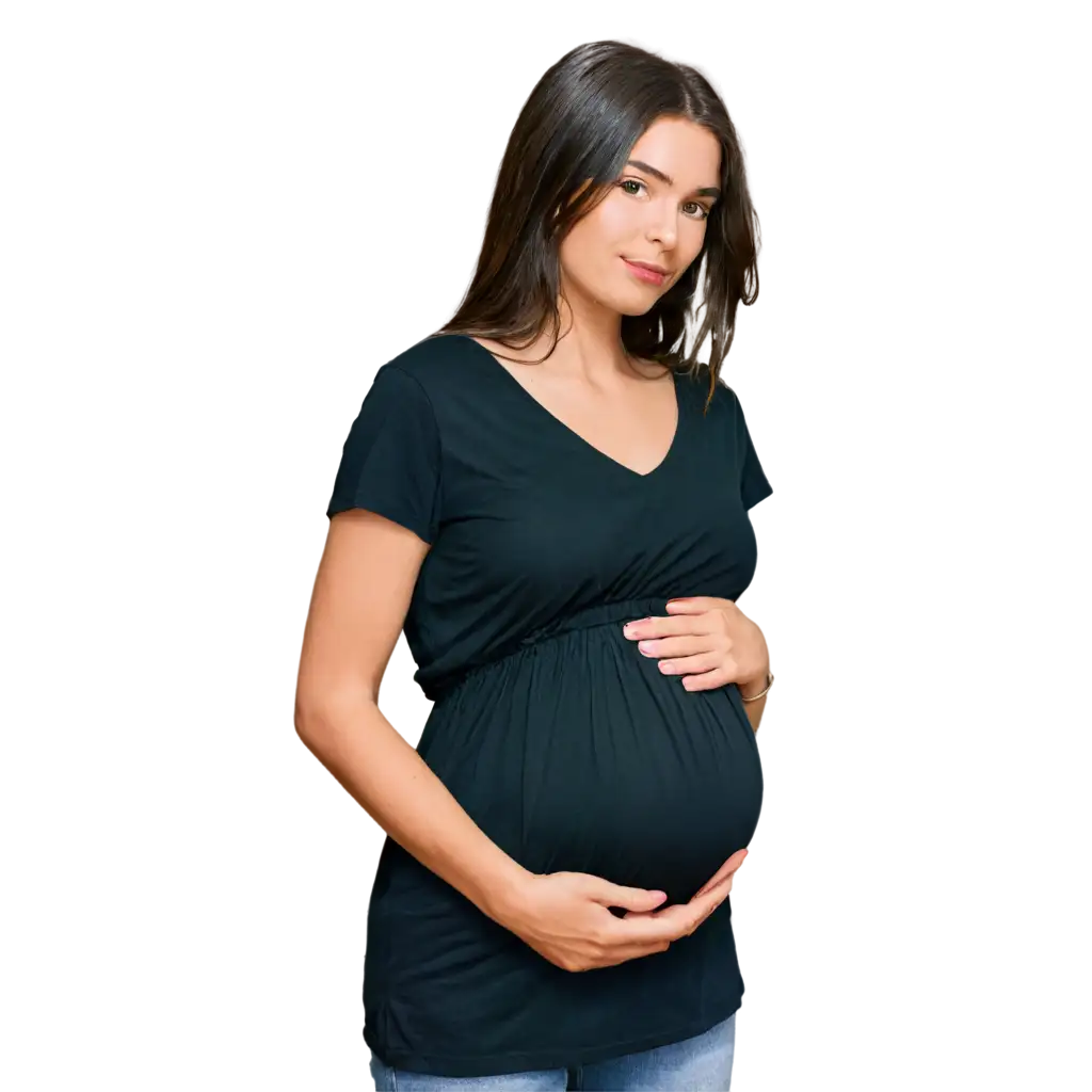 Pregnant-Woman-in-Black-TShirt-PNG-HighQuality-Image-for-Diverse-Applications