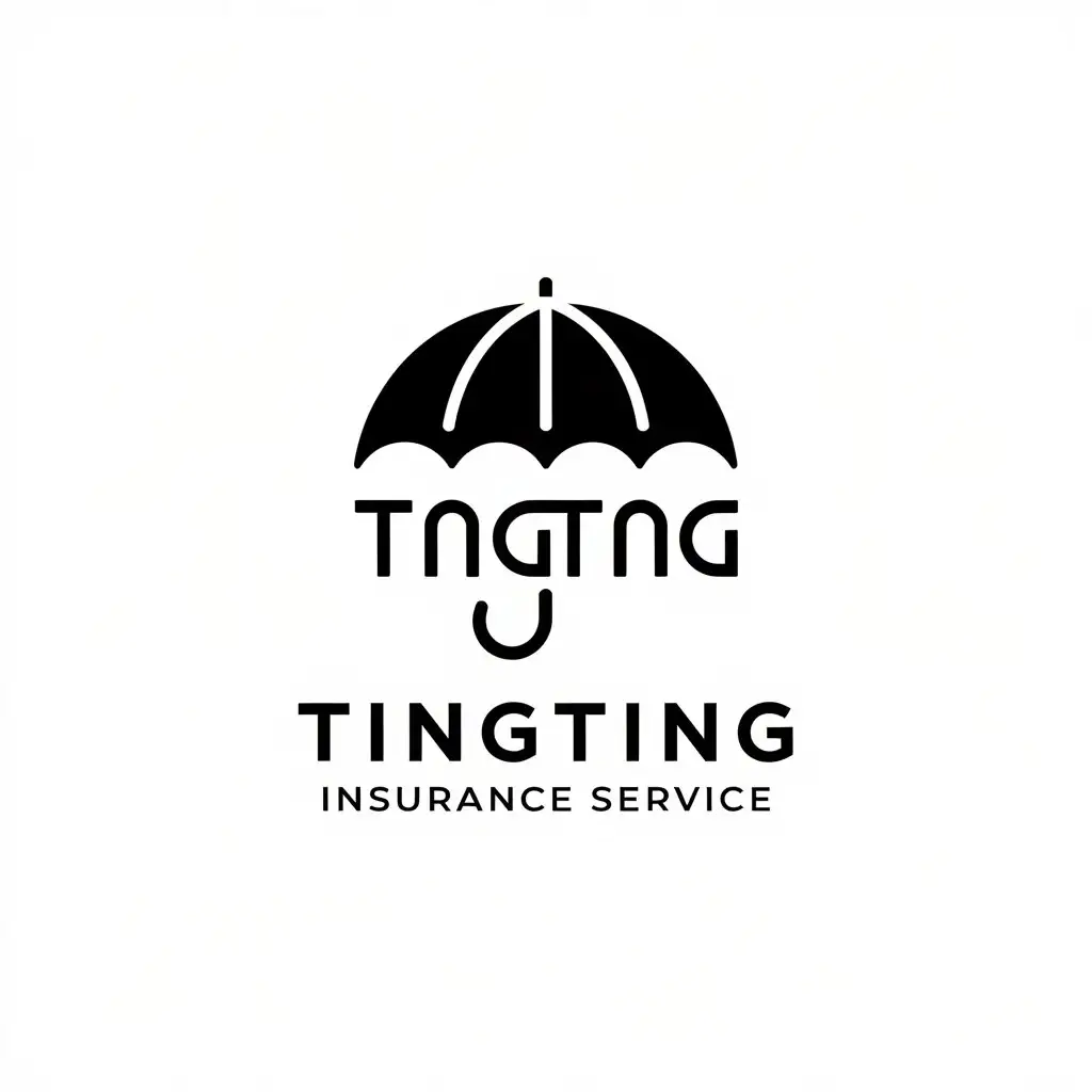 a vector logo design,with the text "Tingting insurance service", main symbol:Umbrella, TING TING,Moderate,be used in insurance industry,clear background