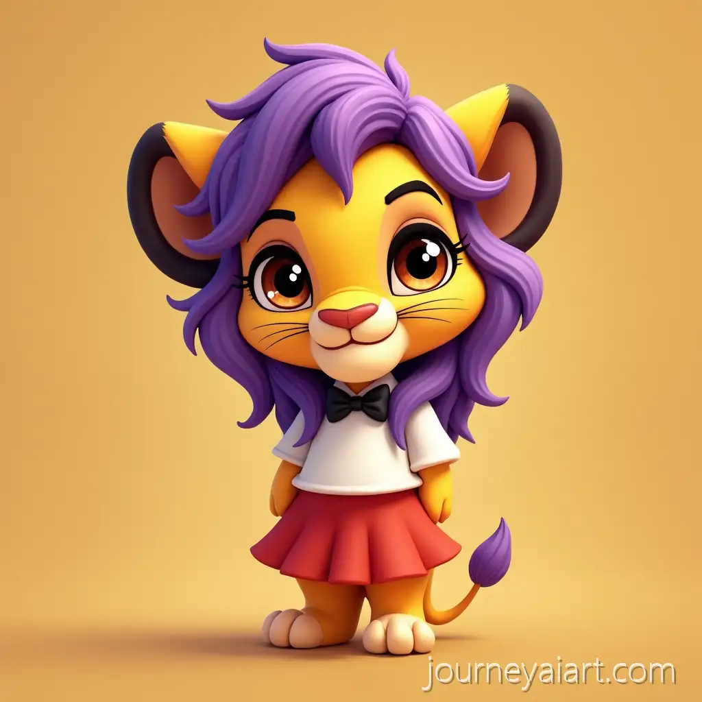 Adorable-Baby-Lioness-with-Purple-Mane-in-Playful-Outfit-Standing-Confidently