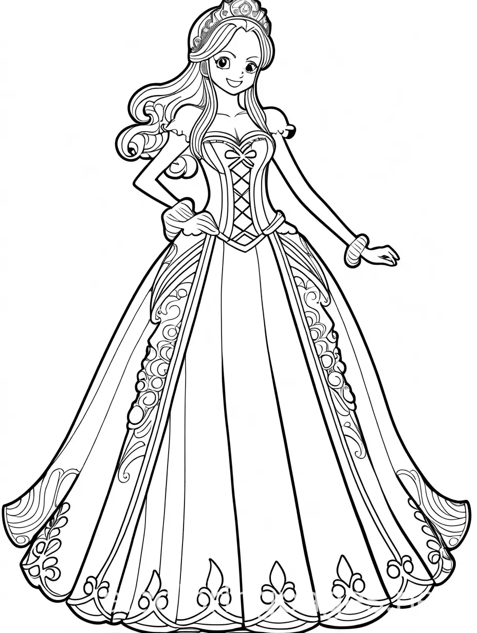 Nami-from-One-Piece-in-Princess-Costume-Coloring-Page