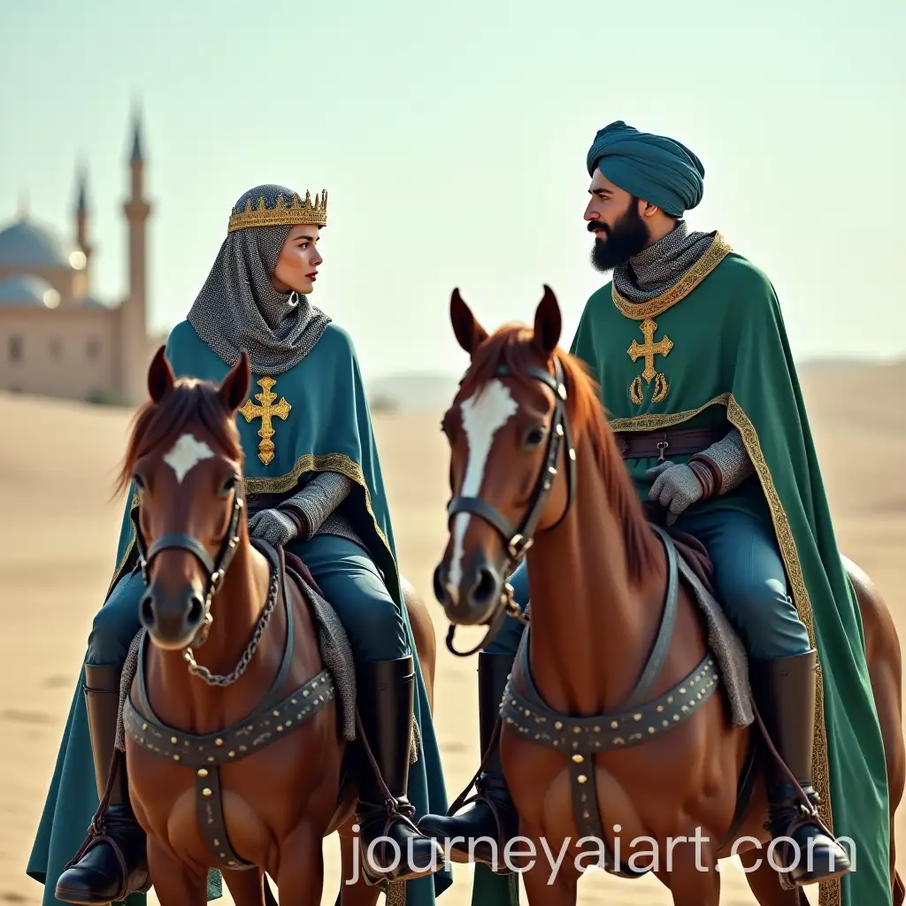Athletic-KnightQueen-and-Sultan-in-a-Desert-Landscape