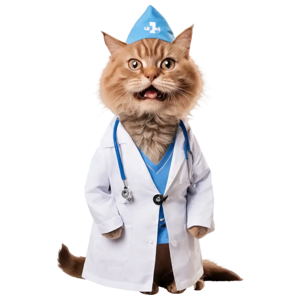 PNG-Image-of-a-Cat-in-Doctor-Dress-Creative-and-Adorable-Concept