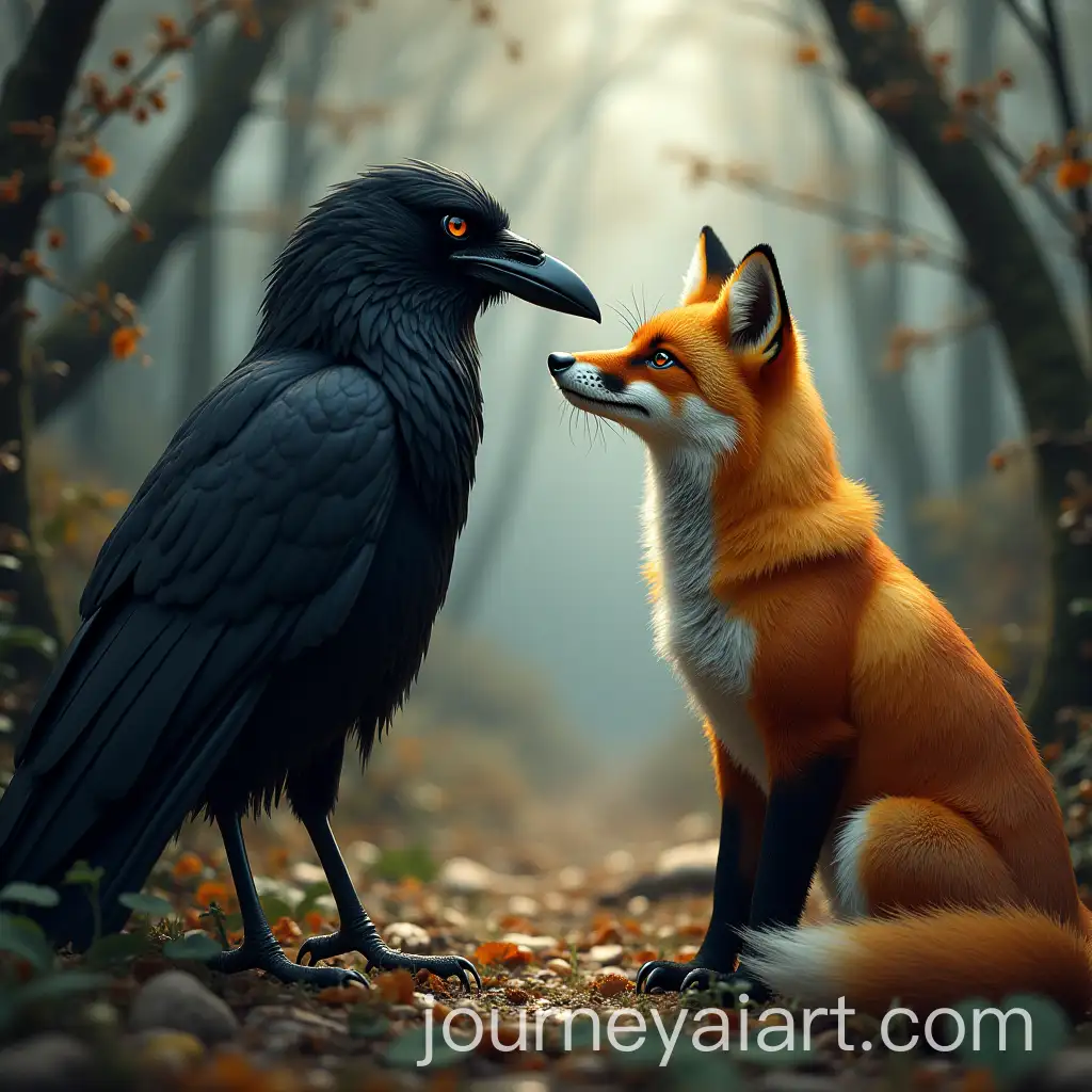 The-Crow-and-the-Fox-Fable-in-HighQuality-Realism