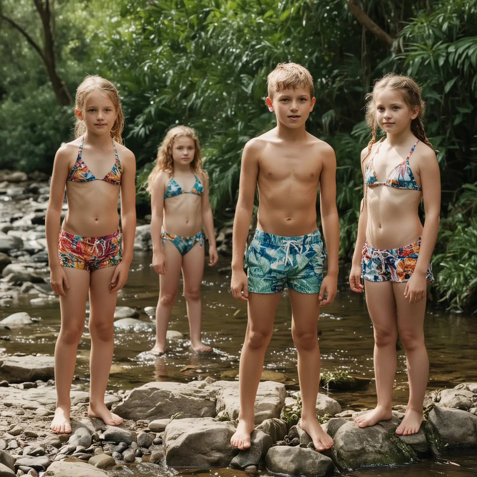 Children-Playing-in-a-Creek-on-a-Summer-Day