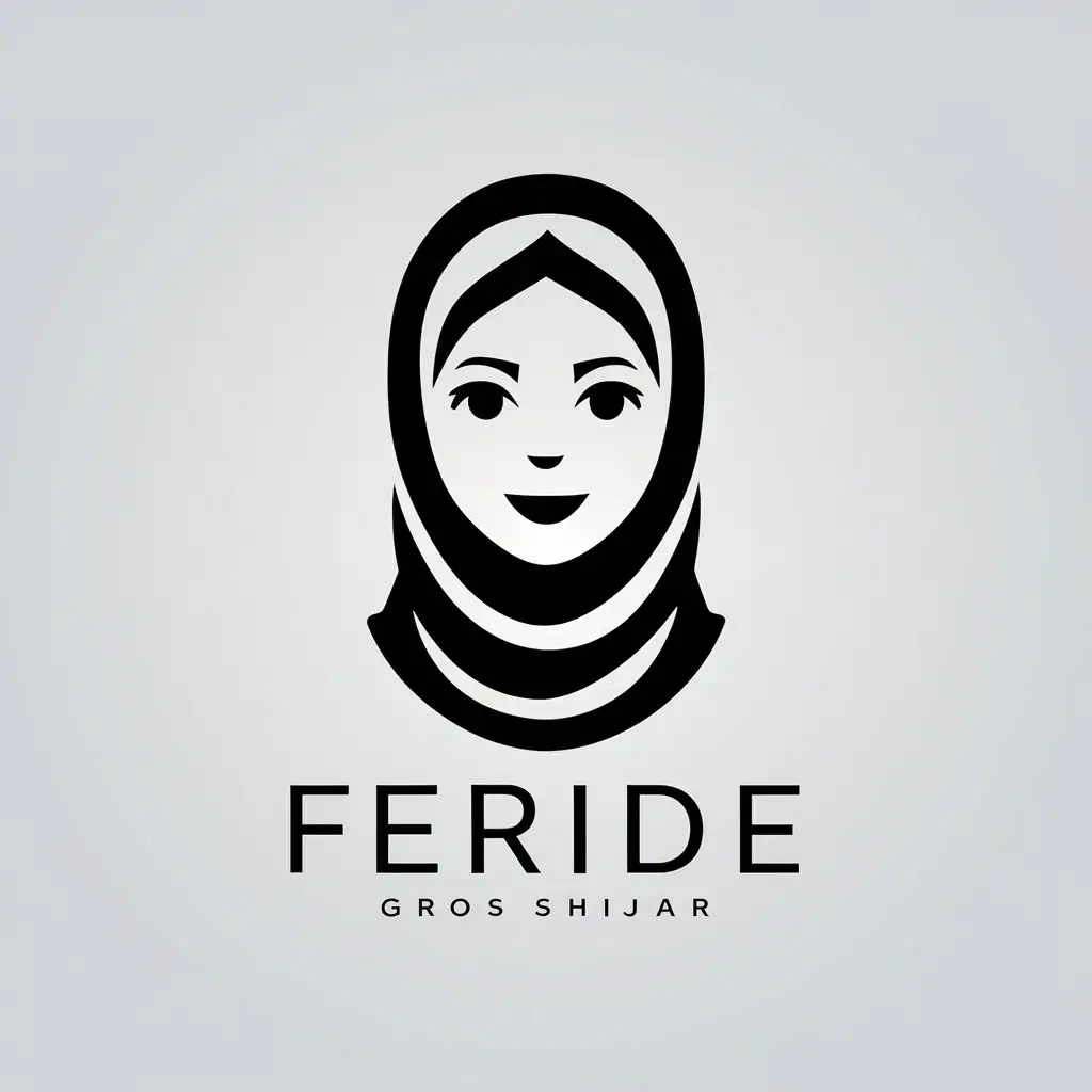 a vector logo design,with the text "Feride", main symbol:Girls headwear hijab,Minimalistic,be used in Religious industry,clear background