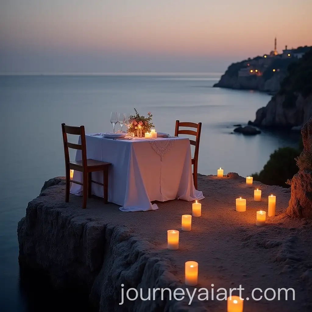 Romantic-Dinner-on-a-Rocky-Cliff-by-the-Sea-at-Sunset