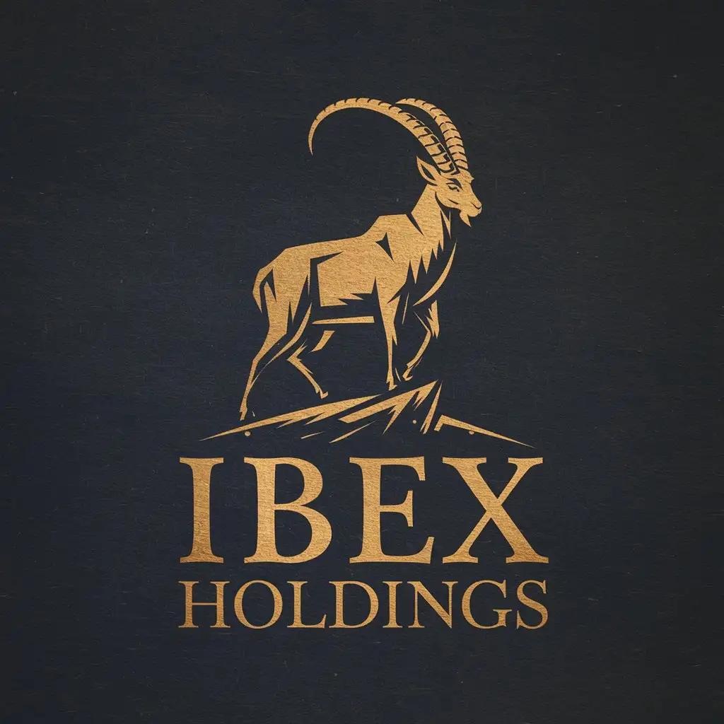 LOGO Design For IBEX HOLDINGS Luxurious Gold Ibex on Dark Blue Background