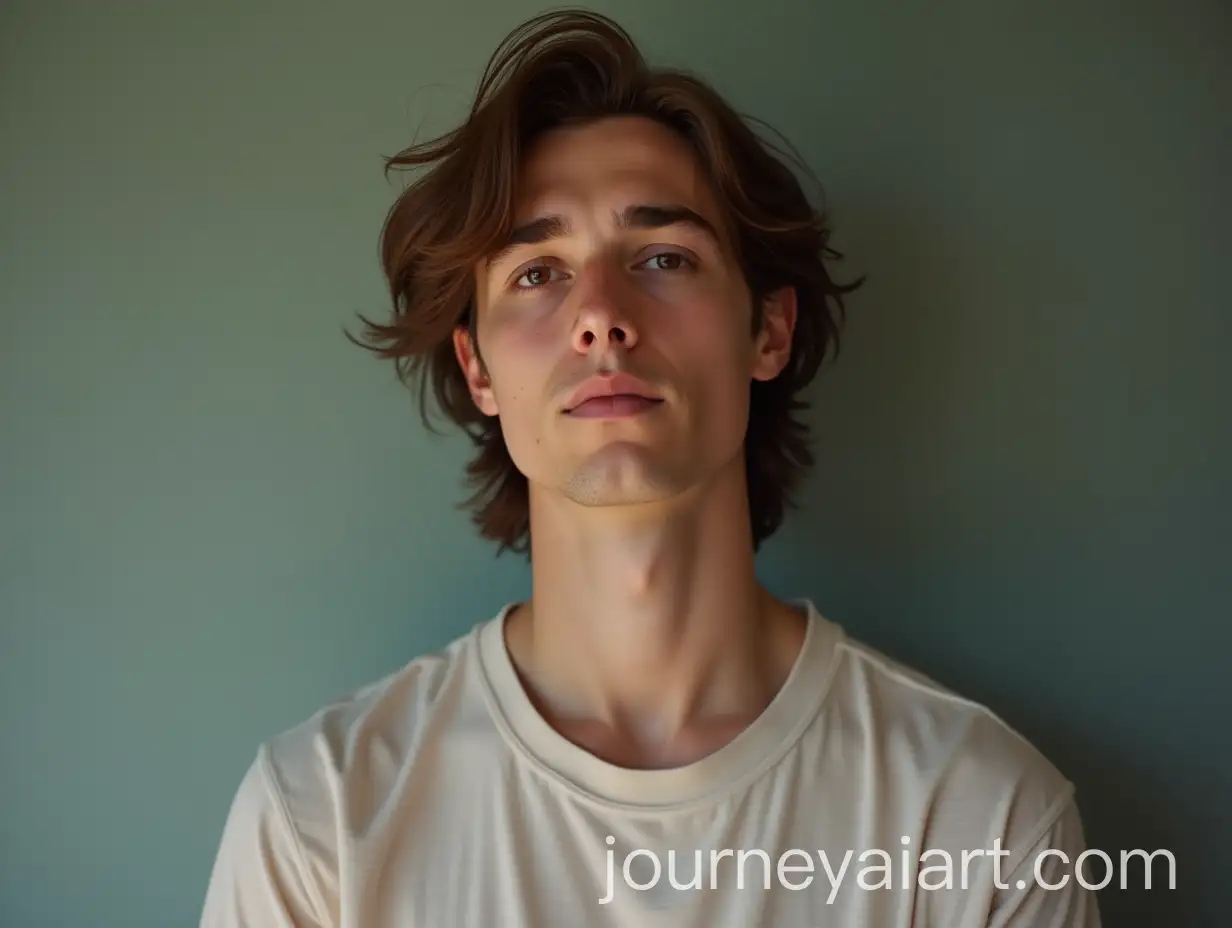 Young-Man-with-Rosy-Cheeks-and-Wavy-ShoulderLength-Brown-Hair