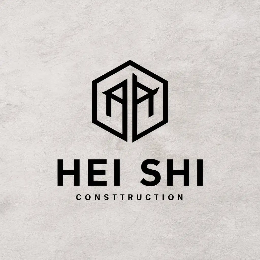 a vector logo design,with the text "hei shi", main symbol:hei shi,Moderate,be used in Construction industry,clear background