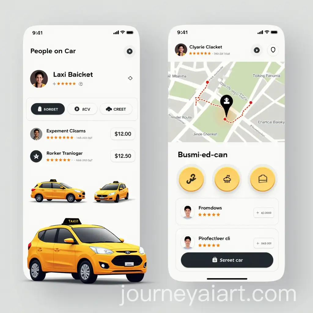 Taxi-App-User-Interface-Design-with-Profile-Car-Ordering-and-Route-Selection-Screens