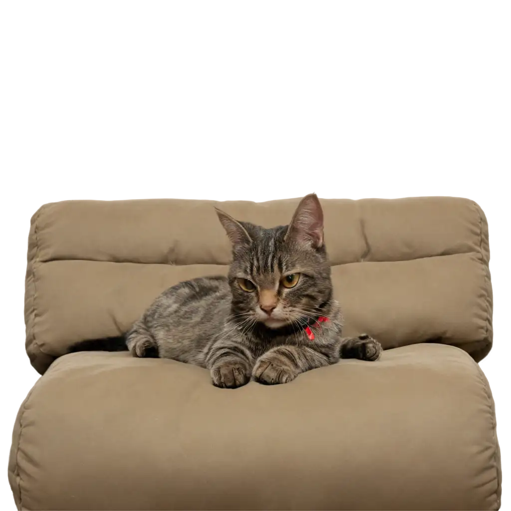 One-Cat-on-Couch-PNG-Image-Serene-Feline-Relaxation