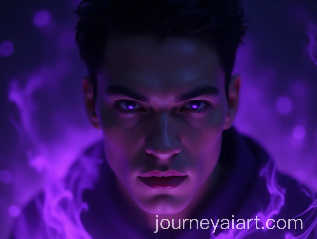 Handsome-Young-Man-Surrounded-by-Violet-Magical-Energy-in-Dark-Fantasy-Setting