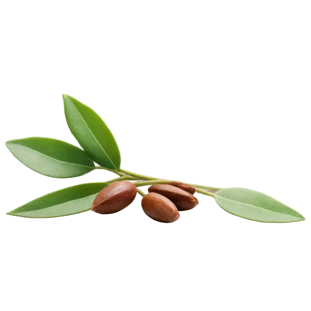 HighQuality-PNG-Image-of-Jojoba-Seed-with-Leaves-Ideal-for-Detailed-Botanical-Illustrations