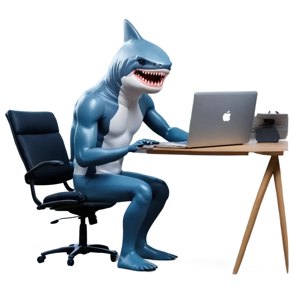 Muscular-Shark-Humanoid-Sitting-at-a-Computer-Desk-PNG-HighQuality-Digital-Artwork