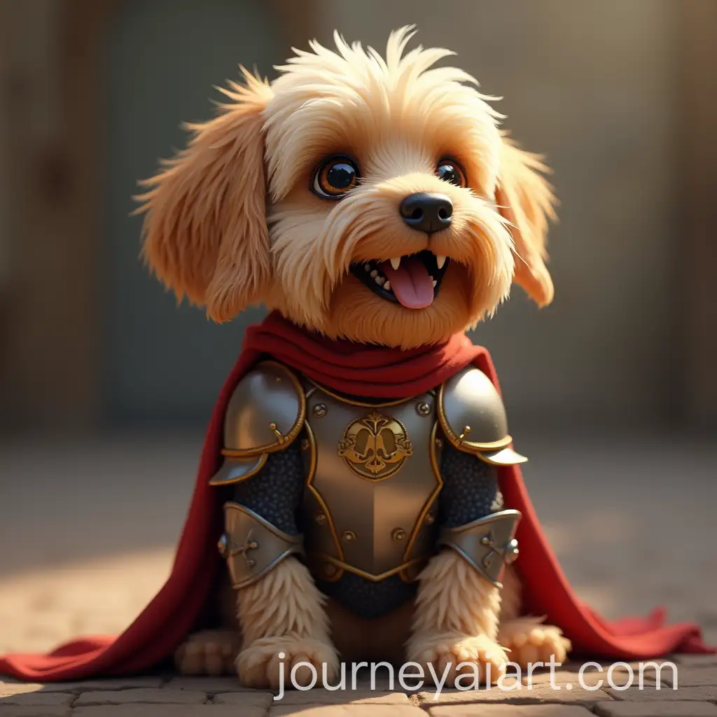 Cute-Tax-Dog-in-Knights-Armor-Sitting-and-Smiling