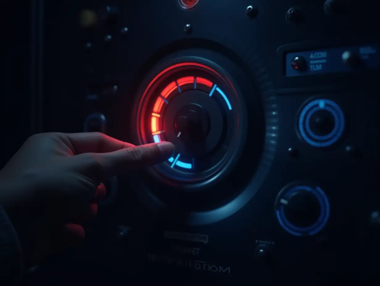 RelaxAI-Art-Prompt-Expansioned-Hand-Adjusting-Temperature-Dial-in-SciFi-Control-Room
