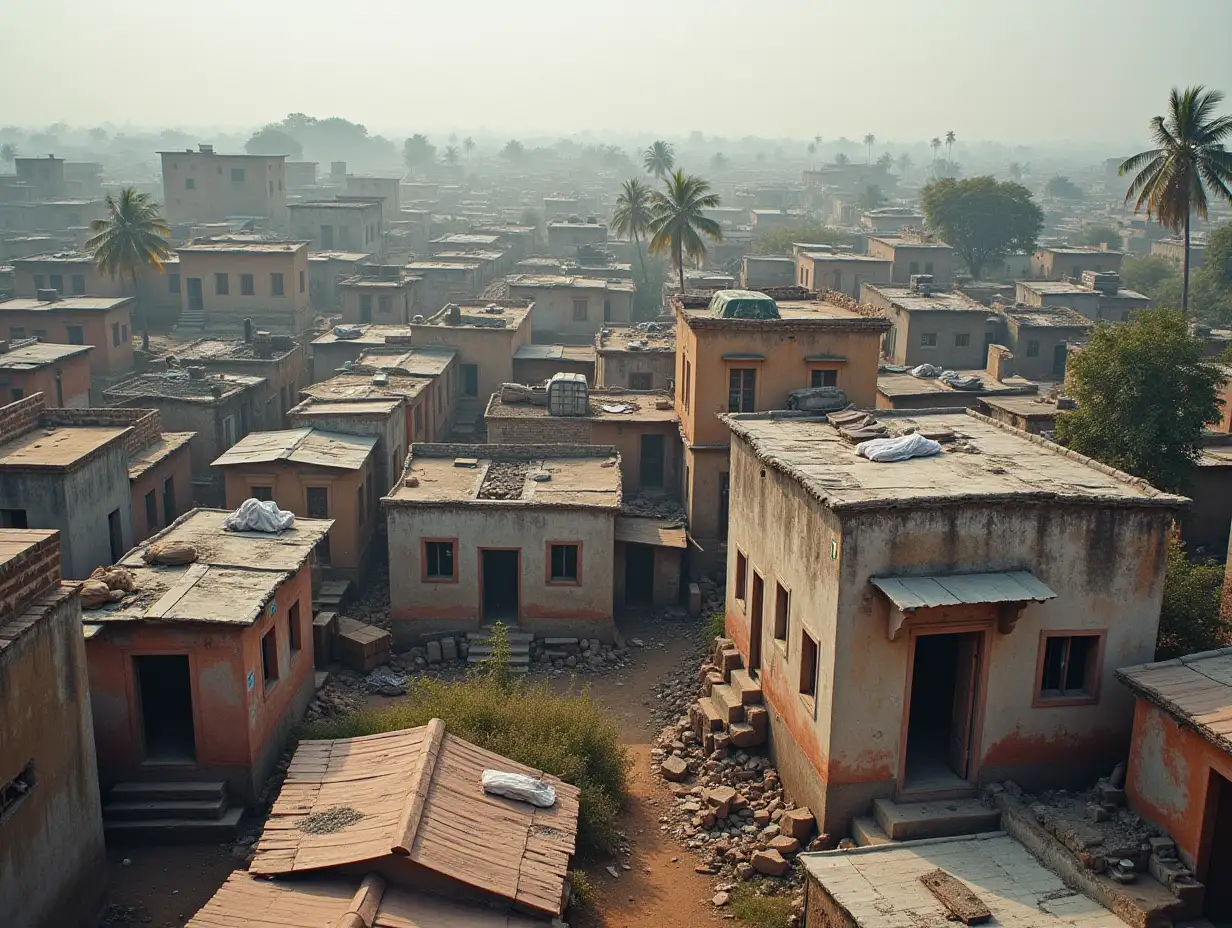 Hindus and muslims houses live together in one area