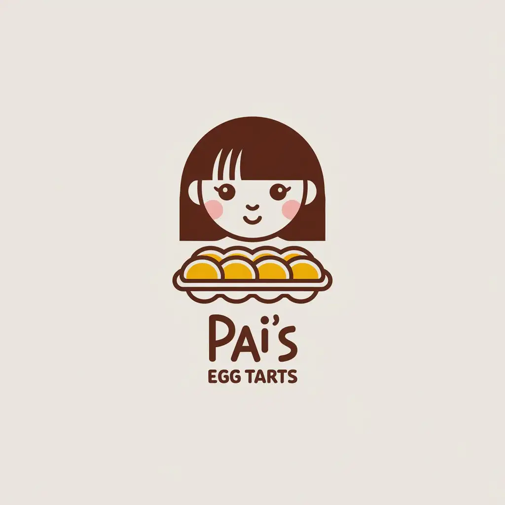 LOGO Design for Pais Egg Tarts Minimalistic Cute Girl Symbol with Clear Background