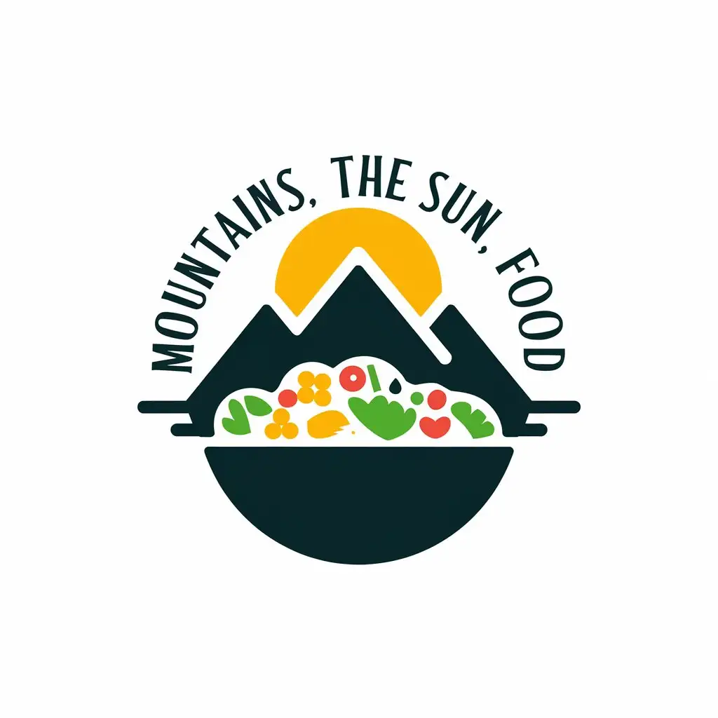 LOGO Design for Mountains the Sun Food Vector Design with Nature and Culinary Elements for Retail Industry