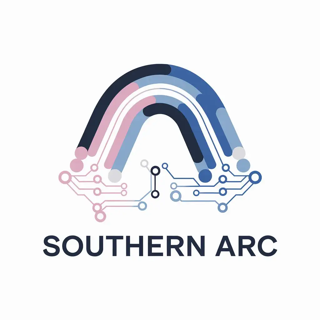 LOGO Design for Southern Arc Blue White Arc with Pastels and TechnologyInspired CPU Node Elements