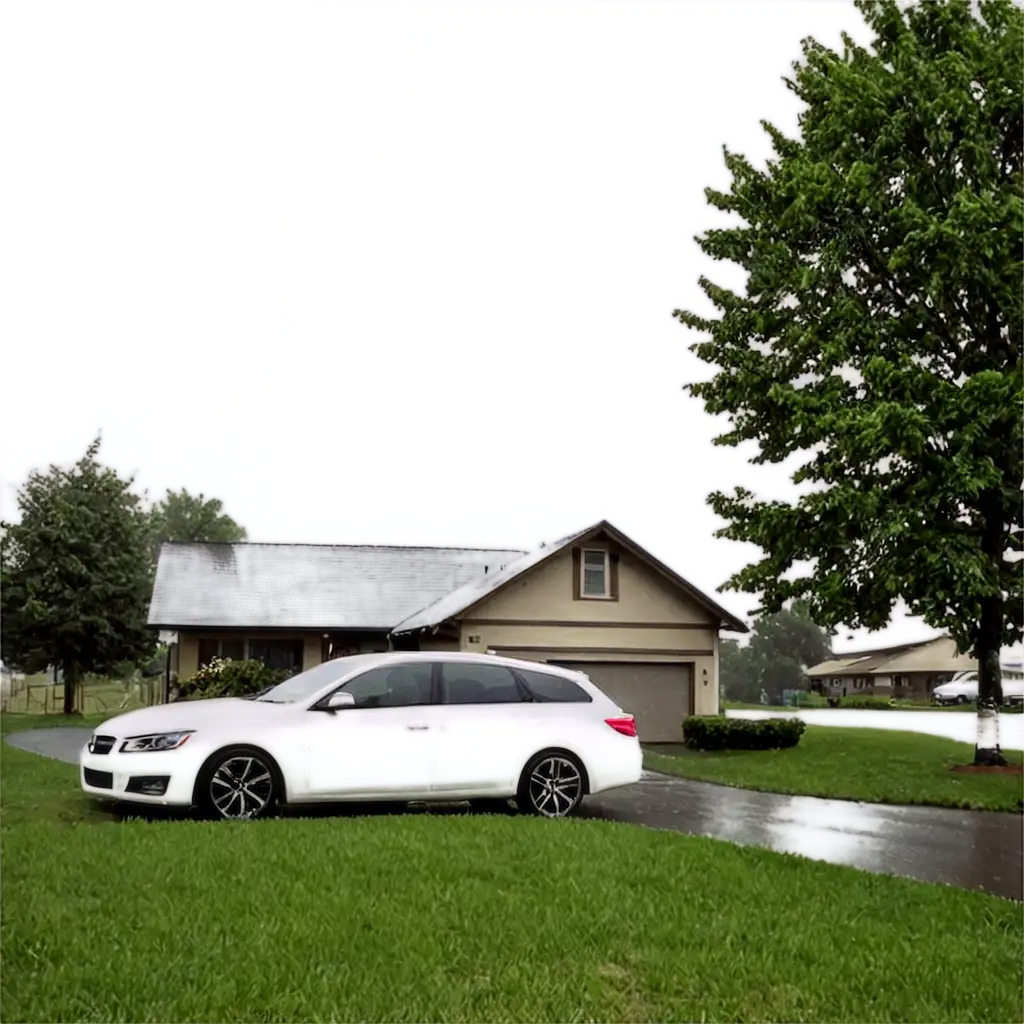 Vibrant-PNG-Image-of-Rain-Tree-House-and-Car-Explore-Visual-Depth-and-Clarity