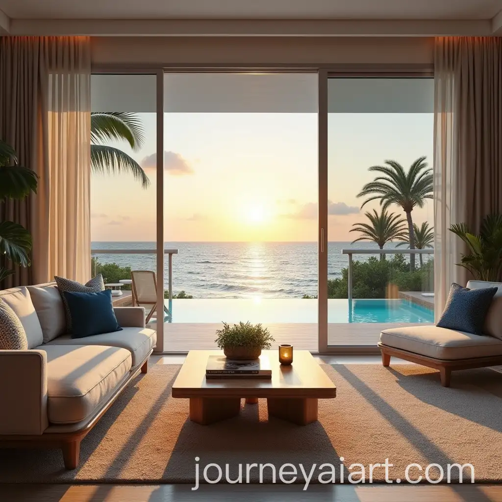 Serene-Coastal-Living-Room-with-Sunset-Pool-View