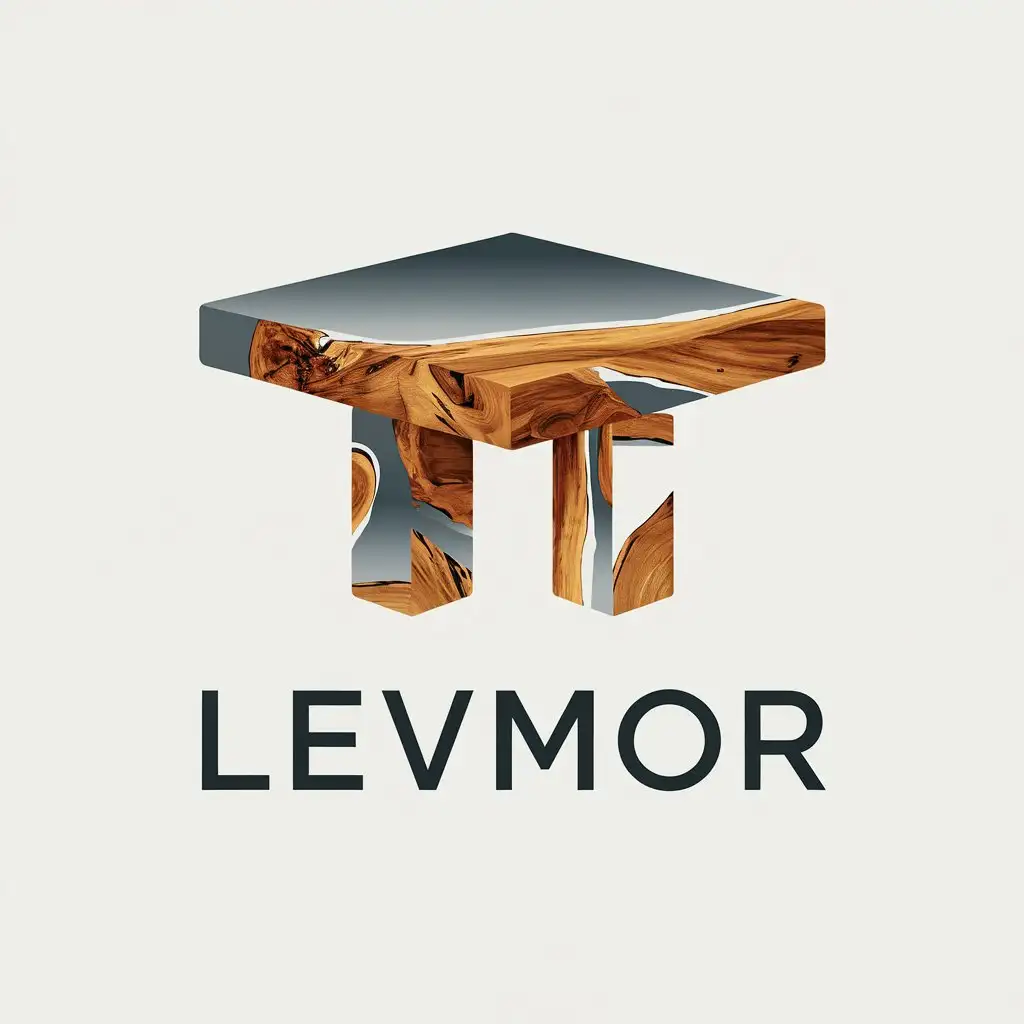 LOGO-Design-for-Levmor-Wood-Table-with-Epoxy-Resin-in-Retail-Industry